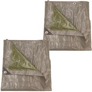Afdekzeil/dekzeil grijs/groen waterdicht kunststof 140 gr/m2 - 2x - 1200 x 800 cm