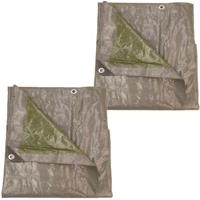 Afdekzeil/dekzeil grijs/groen waterdicht kunststof 140 gr/m2 - 2x - 1200 x 800 cm