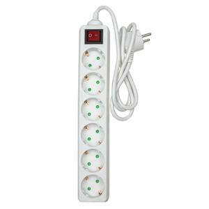 Benson Stekkerdoos 6-voudig - schakelaar - geaard - wit - 100 cm