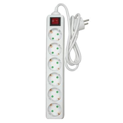 Benson Stekkerdoos 6-voudig - schakelaar - geaard - wit - 100 cm