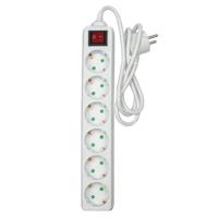 Benson Stekkerdoos 6-voudig - schakelaar - geaard - wit - 100 cm Benson Stekkerdoos 6-voudig - schakelaar - geaard - wit - 100 cm