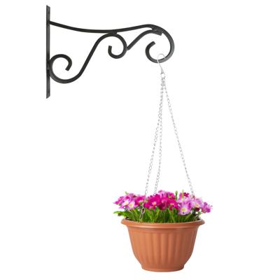Hangpot + Muurhaak Trani - terracotta - D25 cm - kunststof - metaal - tuinaccessoires