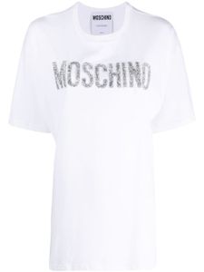 Moschino t-shirt en coton à logo orné de cristaux - Blanc