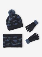 Babyset voor jongens muts + snood + wanten/handschoenen > marineblauw
