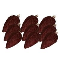 18x stuks kunststof glitter dennenappels kersthangers mahonie bruin 8 cm - thumbnail