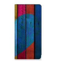 OnePlus 12 Book Wallet Case Wood Heart - Cadeau voor je Vriend