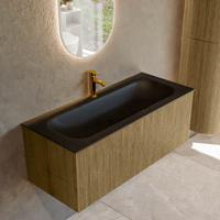 Badmeubel Mondiaz Kurve | 110 cm cm | Meubelkleur Dusk | Wastafelkleur Urban | Solid surface | Wasbak midden spoelbak | 1 kraangat