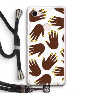 Hands dark: Pixel 3 Transparant Hoesje met koord
