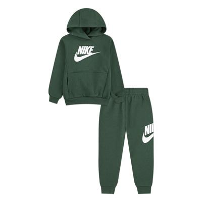 Nike Club Fleece Trainingspak Hooded Peuters Donkergroen Wit