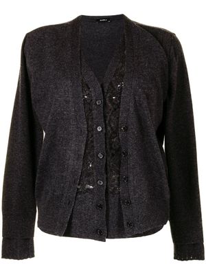 Goen.J cardigan à empiècements en dentelle - Gris