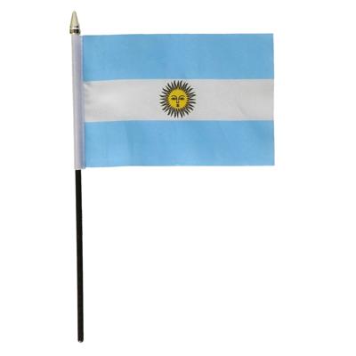 Argentinie - mini vlaggetje van 10 x 15 cm op stokje - Landen vlag - H27 cm