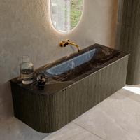 Badmeubel Mondiaz Kurve-Dlux | 125 cm cm | Meubelkleur Shadow | Wastafelkleur Lava | Solid surface | Wasbak rechter zijde spoelbak | Zonder kraangat(en)