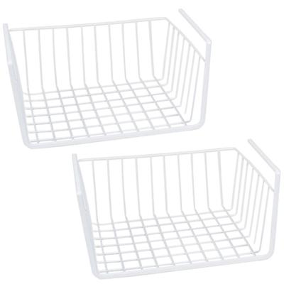 Kastmandje - 4x - wit - metaal - 37 x 25 x 11 cm - opberg hangmand