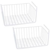 Kastmandje - 4x - wit - metaal - 37 x 25 x 11 cm - opberg hangmand