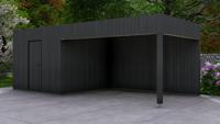 Poolhouse Trendy 300x300 cm + luifel 400 cm - exterieur zwart gecoat- Plat dak- - Van Kooten Poolhouse Trendy 300x300 cm + luifel 400 cm - exterieur zwart gecoat- Plat dak- - Van Kooten