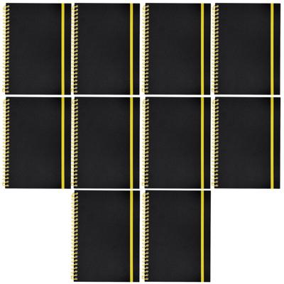 Notitieboekje Bilbo - 10x - A5 formaat - zwart / geel - 14 x 21 cm ? flexibele kaft ? lijntjes schri