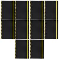 Notitieboekje Bilbo - 10x - A5 formaat - zwart / geel - 14 x 21 cm ? flexibele kaft ? lijntjes schri