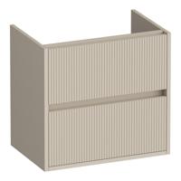 Brauer Adore Wavy - Onderkast Ondiep - 60 cm - met 2 Softclose Lades Greeploos en 1 Sifon Uitsparing - Mat Beige