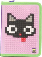 Pixie crew etui met siliconen zijkant en pixels 19 cm roze/paars - thumbnail