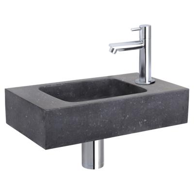 Differnz fonteinset bombai black - natuursteen - kraan recht - 40 x 22 x 9 cm - chroom