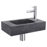 Differnz fonteinset bombai black - natuursteen - kraan recht - 40 x 22 x 9 cm - chroom