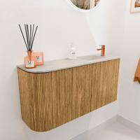 Toiletmeubel Mondiaz Joya Dlux | 81.6 cm | Meubelkleur Oak | Faye wastafel Ostra Wasbak Rechts | 1 kraangat