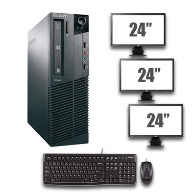Lenovo ThinkCentre M82 SFF - Intel Core i7 - 4GB - 320GB HDD + Dual 3x 24" Widescreen LCD