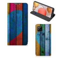 Samsung Galaxy A42 Book | Wallet Case | Wood Heart - Cadeau voor je Vriend