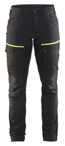 Blåkläder Servicewerkbroek met stretch voor dames 71661845 | Zwart/High-Vis Geel | Maat 40 - 7330509800041