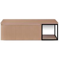 Frozen 3D Badmeubelset 140 cm - Greeplijst in Kleur - Zwart Frame - Wastafelbovenblad Peach