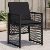 Tuinstoelen 4 st met kussens poly rattan zwart Tuinstoelen 4 st met kussens poly rattan zwart