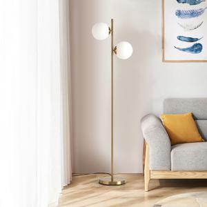 2-lichts Staande lamp Moderne Vrijstaande Lamp met Praktische Voetschakelaar voor Woonkamer Werkkamer en Slaapkamer