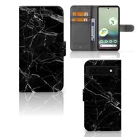 Google Pixel 6A | Bookcase | Marmer Zwart - Origineel Cadeau Vader | Portemonnee hoesje