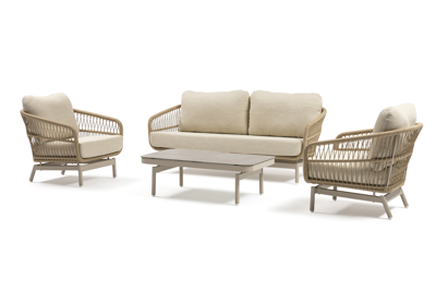 Loungeset Carlijn 4-delig - Aluminium met beige kussens- - Aluminium- Sens-Line