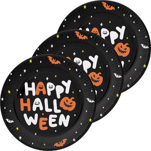 Halloween thema feest bord - 18x - pompoen print - papier - D23 cm