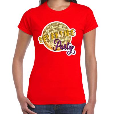 Disco T-shirt voor dames - rood - 70s party - disco bol - Jaren 70 - themafeest