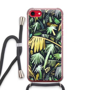 Tropical Palms Dark: iPhone SE 2020 Transparant Hoesje met koord