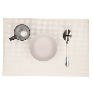 Placemats - 12x stuks - wit - polyester - 45 x 30 cm