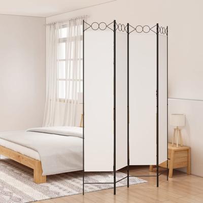 Kamerscherm met 4 panelen 160x220 cm stof wit