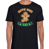 Fout kersttrui t-shirt voor heren - Gingerbread koekemannetje - zwart - Bite Me