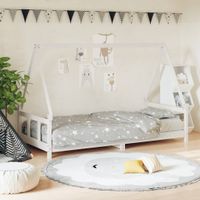 Kinderbedframe 90x190 cm massief grenenhout wit - thumbnail