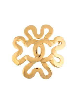 CHANEL Pre-Owned broche à fleur CC (1995) - Or