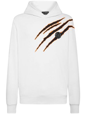 Plein Sport hoodie en coton mélangé à logo imprimé - Blanc