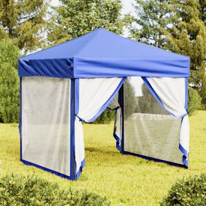 Partytent inklapbaar met zijwanden 2x2 m blauw