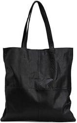 MUUD Show XL Black - Handgemaakt leren shopper voor dagelijks gebruik 53x53x30cm