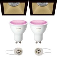 Philips Hue LED Inbouwspot Set - Mat Zwart/Goud - Bluetooth - GU10 - White & Color Ambiance