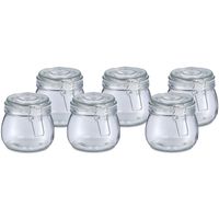 Voorraadpot/bewaarpot Alfie - 6x - 500 ml - glas - beugelsluiting - D11 x H11 cm