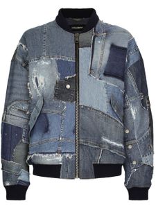 Dolce & Gabbana veste bomber en jean patchwork - Bleu