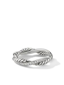 David Yurman bague Petite Infinity en argent sterling pavée de diamants (4 mm)