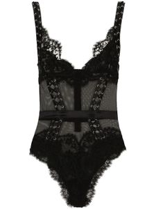 Dolce & Gabbana body en dentelle à col v - Noir